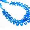 Natural Earth Mined Neon Blue Apatite Smooth Polished Pear Drops 10mm to 16mm , 8 Inches Strand